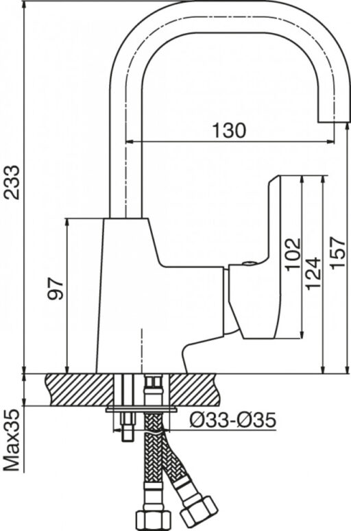 #4120 Baterija za lavabo MINOTTI PRIMA labud lula - Image 2