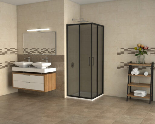 #C-02-B4910 Tuš kabina COPEN ATLAS BLACK 90x90x195cm staklo 6mm providno - Image 2