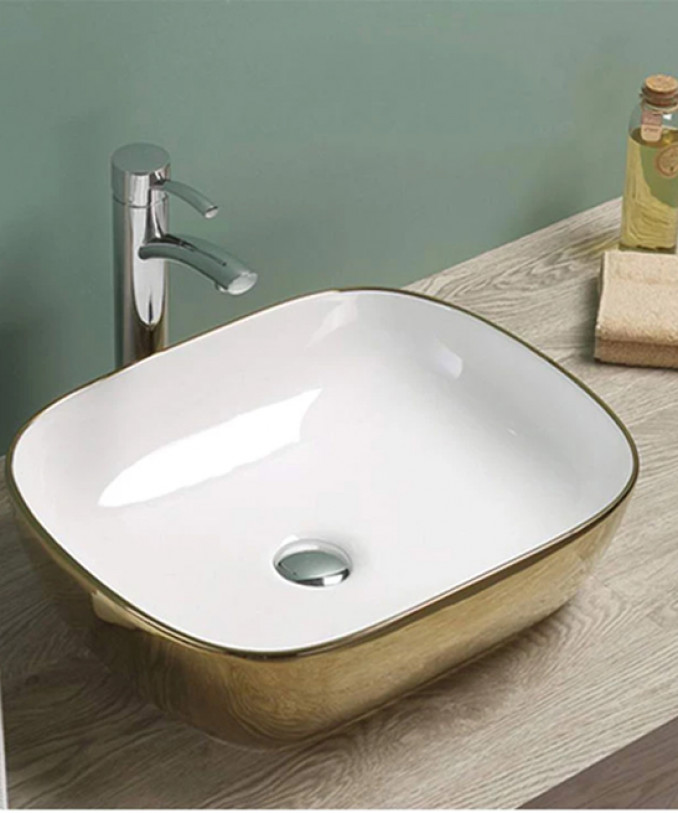#C-15-201 Lavabo COPEN nadgradni 505x405x140 zlatno bijeli - Image 3