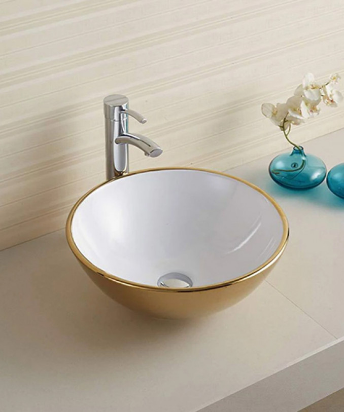 #C-15-202 Lavabo COPEN nadgradni 415x415x155 zlatno bijeli - Image 2