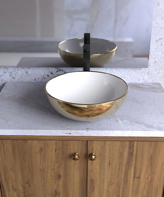 #C-15-202 Lavabo COPEN nadgradni 415x415x155 zlatno bijeli - Image 4