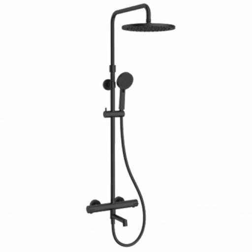 #C-01-503MB Termostatska baterija COPEN CoolTouch sa pomičnom lulom i usponskim tušem mat crna
