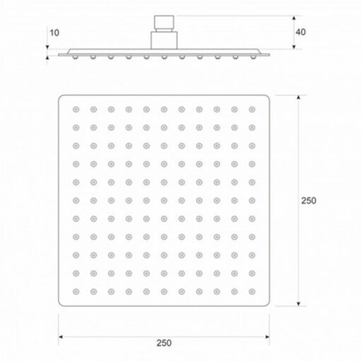 #C-05-5470MBSS Ruža tuša COPEN 250x250mm mat crna S/S 304 - Image 2