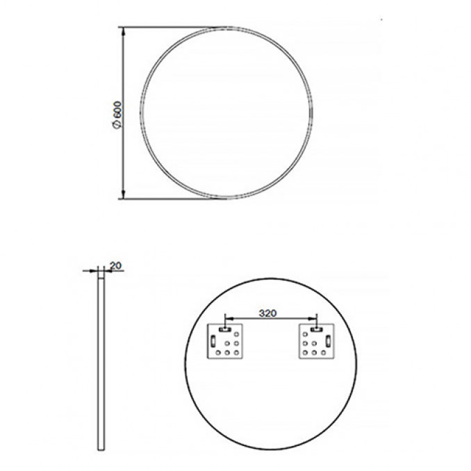 #H-005R Ogledalo MINOTTI fi600 sa alu ramom 20mm mat crno - Image 2