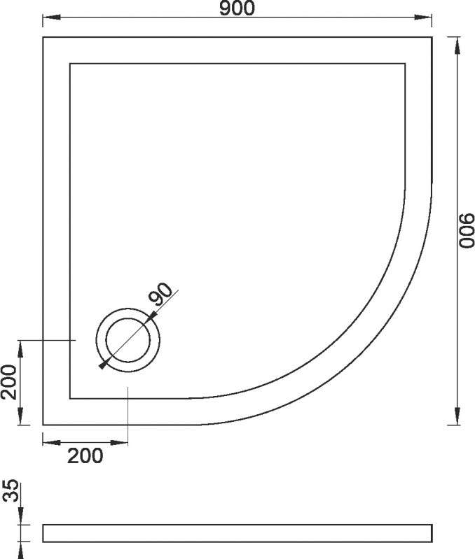 #C-11-9090R Tuš kadica COPEN SOLILUX R900x35 bez sifona - Image 2